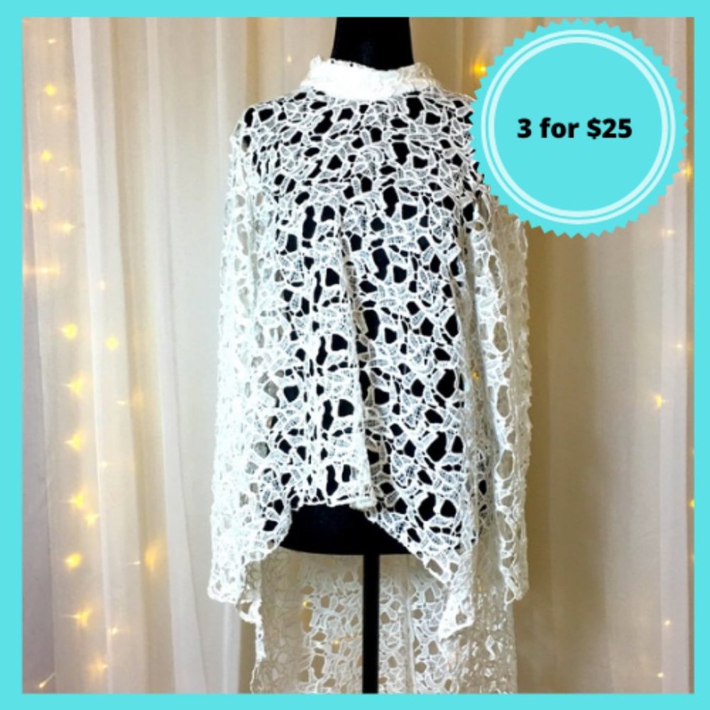 Lace, hi lo White Blouse
